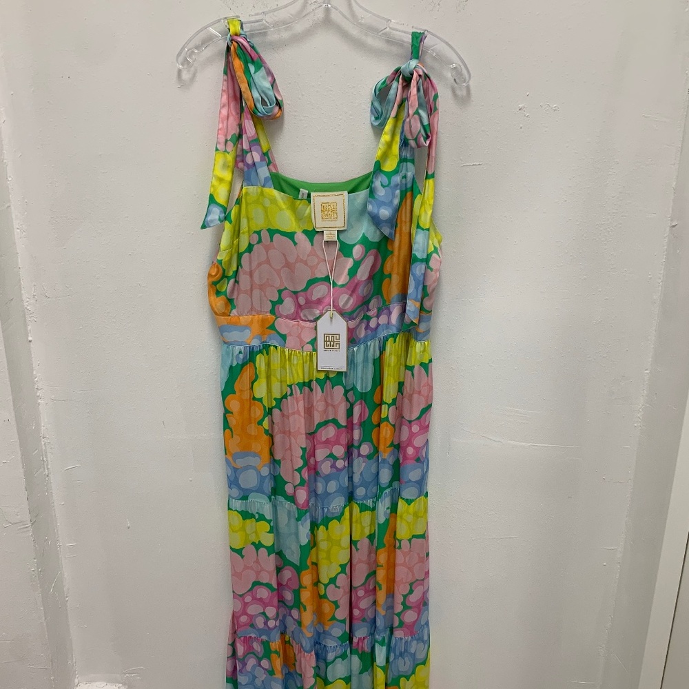 Bow Midi Dress in Bright Cheetah Print SIZE LG